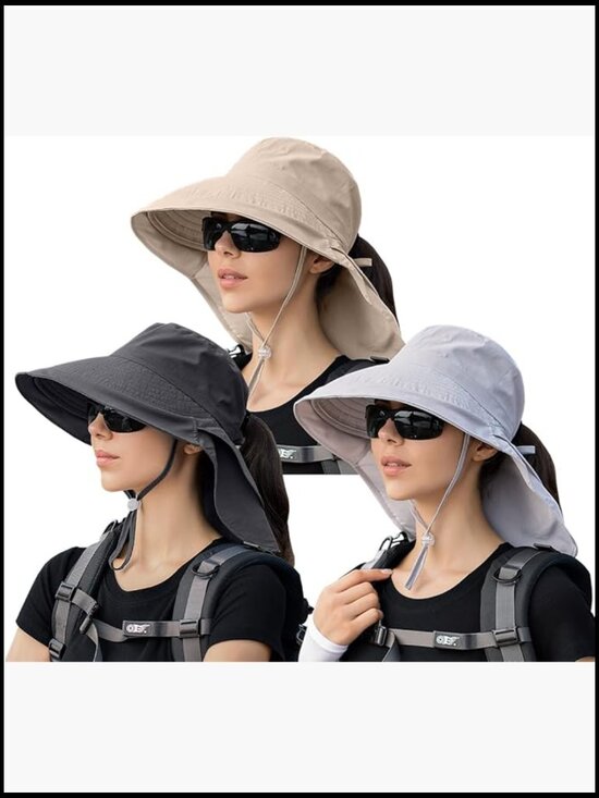 Women\'s UPF 50+ Sun Hat with Neck Flap Wide Brim Bucket Hat for Outdoor